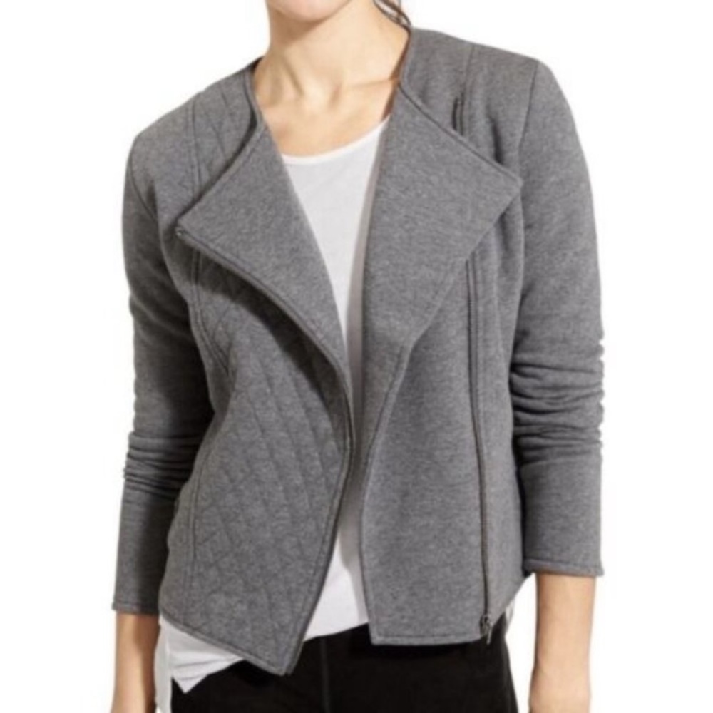 Athleta Womens Belvedere Quilted Moto Jacket Sweater Asymmetrical Zip Large